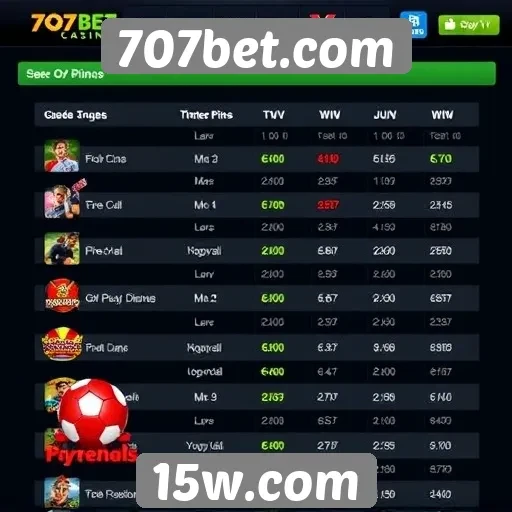 Comparativo de jogos oferecidos no 707bet